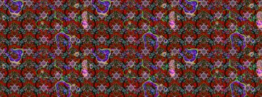 Raster illüstrasyonundaki çiçek desenli çizim. Suluboya tarzında kahverengi ve kırmızı renkte çiçekler.