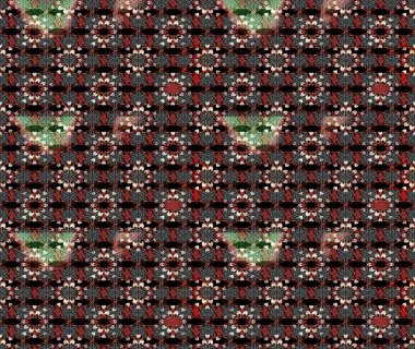 Suluboya elle çizilmiş çiçek desenli eskiz deseni. Parlak renkli fantezi çiçekleri, yapraklar, siyah ve kahverengi renkli tomurcuklar..