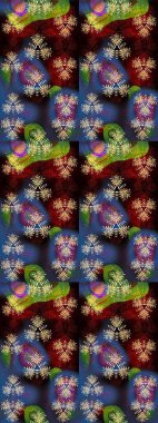 Raster illüstrasyonunda kusursuz çiçek deseni. Siyah ve kahverengi renkte çiçekler.