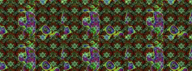 Raster illüstrasyonu. Taslak dekoratif arka plan, çiçek mandala. Çiçek. Yeşil ve kahverengi renklerde.