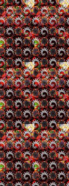 Küçük çiçekteki sevimli çiçek deseni. Varicoloblack ve kahverengi raster çizimi. Birçok siyah ve kahverengi soyut çiçekli tropikal çizim deseni.