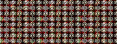 Halk tarzı. Modern çiçek arkaplanı. Parlak renkli çiçekleri ve siyah ve kahverengi renkte yaprakları olan harika bir çiçek deseni. Moda baskıları için zarif bir şablon.