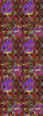 Abstract ethnic raster sketch pattern. Background texture, wallpaper, floral theme in gray and red colors. Tribal art boho print, vintage flower background.