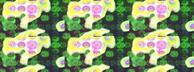 Düz Çiçek Elementleri Tasarımı. Renkli Bahar Teması eskiz kalıbı. Yeşil ve gri renkli çiçekler. Sevimli çiçek raster deseni.