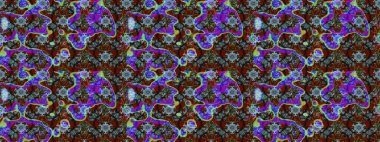 Mavi ve kahverengi renkte bir çiçek çizimi. Çiçek deseni. Mavi ve kahverengi renkte çiçekler. Raster illüstrasyonu. Şatafatlı bahar bahçesi dokusu.