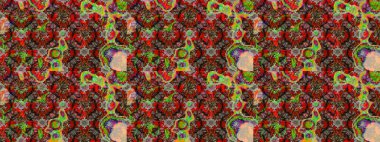 Arkaplan dokusu, duvar kağıdı, kırmızı ve kahverengi renkli çiçek teması. Soyut etnik raster çizim kalıbı. Kabile sanatı boho baskısı, klasik çiçek arkaplanı.