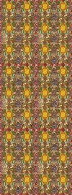 Raster illüstrasyonu. Şirin çiçekli eskiz deseni ve kahverengi ve bej renkli yapraklar, suluboya çiçek deseni, duvar kağıdı, kart veya kumaş için fayanslı.