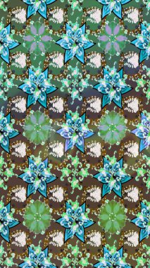 Eskiz geçmişi. Miles Fleur, süslü püslü bir süs. Tomurcukları papatya çiçekleri olan sevimli bir çiçek deseni. Kumaş, tekstil, duvar kağıdı baskısı için. Eski usul. Raster illüstrasyonu.