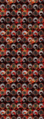 Raster illüstrasyonundaki çiçek desenli çizim. Siyah ve kahverengi renkte çiçekler.