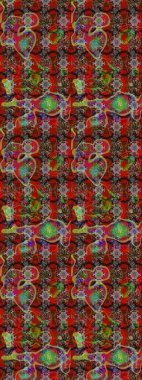 Paket kağıdı için en iyisi. Karşılama ya da düğün geçmişi olarak kullanılabilir. Kahverengi ve kırmızı lale çiçekli Raster eskiz deseni. Doğal kozmetik ürünleri, parfüm, çiçekçi dükkanı için bahar ihalesi tasarımı.