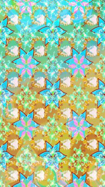 Şirin çiçekler. Çizgi çizimi kalıbı. Raster Moda kumaş deseni.