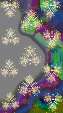Renkli Bahar Temalı Kusursuz Arkaplan. Gri ve yeşil renkli çiçekler. Düz Çiçek Elementleri Tasarım Raster illüstrasyonu. Çiçeksiz desenli arka plan.