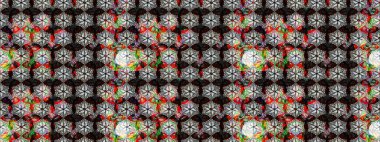 Çiçekli karalama şeklinde Raster çiçek deseni. Raster illüstrasyonu. Nazik, yaz çiçekleri siyah ve gri renklerde.