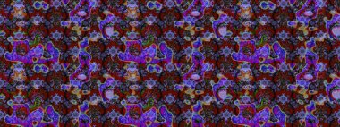 Çiçek izi. Suluboya çizim kalıbı. Çiçekler suluboya tarzında kahverengi ve mor renkte.