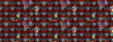 Raster illüstrasyonundaki çiçek desenli çizim. Kırmızı ve kahverengi renkte çiçekler.