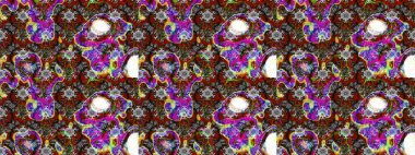 Tekstil için suluboya eskiz deseni. El çizimi çiçek çizimi deseni (fayans). Şirin çiçekleri, desenleri, gri ve kahverengi renkleri olan renkli çizim deseni.