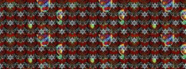 Raster Illustrasyon 'daki Çiçek Deseni' nin son moda çizimi. Düz Çiçek Elementleri Tasarımı. Kırmızı ve gri renkte çiçekler. Renkli Yaz Teması çizim şablonu.