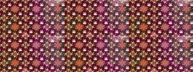 Küçük çiçekteki sevimli çiçek deseni. Kahverengi ve mor renkte çiçekler.