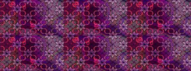 Hediye ambalaj kağıdı, tebrik kartları, posterler ve pankart tasarımı. Raster düz çiçek çizim deseni. Mor ve kahverengi renkte çiçekler.