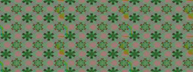 El çizimi çiçek çizimi deseni (fayans). Tekstil için suluboya eskiz deseni. Şirin çiçekleri, desenleri, yeşil ve gri renkleri olan renkli çizim deseni.