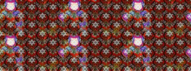 Raster illüstrasyonundaki çiçek desenli çizim. Düz Çiçek Elementleri Tasarımı. Renkli Bahar Teması eskiz kalıbı. Kahverengi ve kırmızı renkte çiçekler.