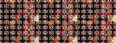 Siyah ve kahverengi renkte çiçekler. Raster illüstrasyonundaki çiçek desenli çizim. Düz Çiçek Elementleri Tasarımı. Renkli Bahar Teması çizim şablonu.