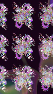 Düz Çiçek Elementleri Tasarımı. Yazdır. Raster çiçekli arka plan. Güzel kumaş deseni. Güzel eskiz şekli. Renkli Yaz Teması çizim şablonu.