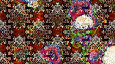 Kahverengi ve siyah renkte kahverengi ve siyah papatya deseni. Kahverengi ve siyah renklerde. Raster illüstrasyonu.