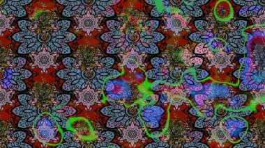 Raster illüstrasyonu. Robot resim. Şirin çiçek elementleri. Tarafsız ve siyah renkte çiçekler.