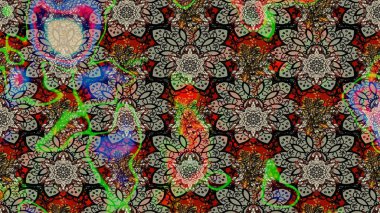 Çiçeksel elementlerle süslenmiş zarif raster dokusu. Küçük çiçekte hoş bir çiçek deseni var. Parlak çiçekli gri ve siyah renkler üzerine soyut çizim deseni.