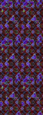 Raster Çiçek İllüstrasyonu 'nun şirin tekstili. Kahverengi ve menekşe renkleri üzerinde etnik çiçekler olan zarif eskiz deseni.