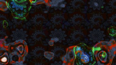 Flowers on black and gray colors. Colour Spring Theme sketch pattern Background. Sketch Floral Pattern in Raster illustration. Flat Flower Elements Design.