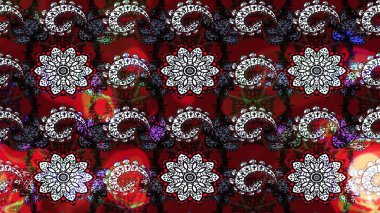 Raster illüstrasyonu. Çiçekli çiçek deseni, suluboya. Siyah ve kırmızı renkte çiçekler. Renkli Bahar Teması eskiz kalıbı. Düz Çiçek Elementleri Tasarımı.