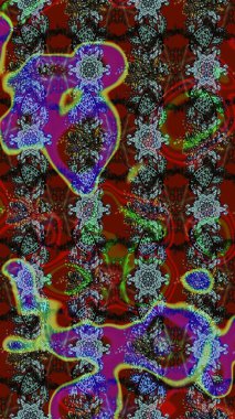 Kahverengi ve kırmızı renkte çiçekler. Düz Çiçek Elementleri Tasarımı. Renkli Bahar Teması eskiz kalıbı. Raster illüstrasyonunda çiçek deseni çizimi.