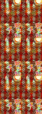 Düz Çiçek Elementleri Tasarımı. Süslü kumaş deseni. Raster illüstrasyonundaki çiçek desenli çizim. Renkli Bahar Teması çizim şablonu.