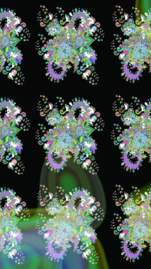 Sabıka fotoğraflarında, bebek kıyafetlerinde, duvar kâğıtlarında, paket kutularında falan kullanılabilir. Zarif, parlak ve eskiz siyah ve yeşil çiçek deseni tasarımı.