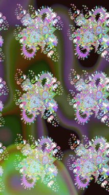 Sevimli çiçek raster deseni. Düz Çiçek Elementleri Tasarımı. Sketch Colour Spring Theme eskiz kalıbı. Yeşil ve gri renkte çiçekler.