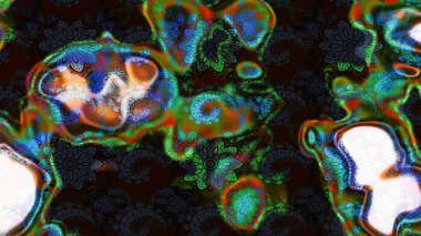 El çizimi çiçekli soyut çizim kalıbı. Siyah ve gri renkli çiçekler. Raster illüstrasyonu.