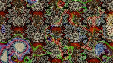 Gri ve kahverengi renklerde. Raster deseni. Küçük çiçekteki sevimli çiçek deseni. Soyut çiçek çizim kalıbı arka planı. Raster illüstrasyonu.