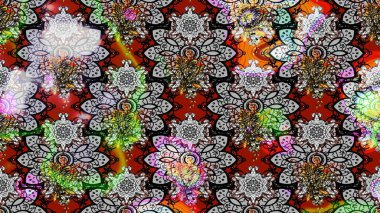 Çiçek duvar kâğıdı. Çiçek arkaplan. Gri ve siyah renkli şirin tekstil tarzında. Raster illüstrasyonu. Renkli çizim deseni.