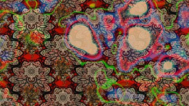 Raster illüstrasyonu. Bej ve kahverengi renkli güzel bir tekstil. Suluboya çiçekli çiçek deseni.