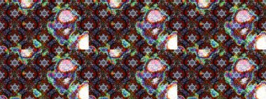 Çiçekli karalama şeklinde Raster çiçek deseni. Raster illüstrasyonu. Nazikçe, yaz çiçekleri kahverengi ve gri renklerde.