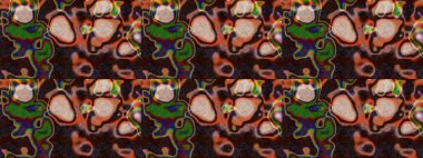 Kahverengi ve yeşil renkli çiçekler. Kumaş desenli papatya çiçekleri ayrıntıları.