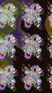 Gri ve yeşil renkli çiçekler. Tropik çiçekler. Gömlek çizimi Arkaplan Deseni.