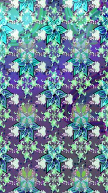 Mor renklere karalamalar çizilmiş çiçek deseni. Raster illüstrasyonu.