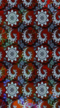 Klasik taslak çizimi. Raster çiçek izi. Çiçek kırmızısı ve nötr çizim deseni. Raster Yumuşak kumaş deseni.