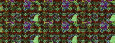 Yeşil ve kırmızı kıvırcık çiçekler yeşil ve kırmızı renklerde şekillenir. Raster illüstrasyonu. Klasik çiçek tasarım elementleri.