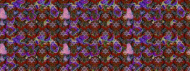 Çiçek desenli eskiz, darbeler, sıçramalar, yaz çiçekleri. Raster illüstrasyonu. Kırmızı ve kahverengi renkte çiçekler.