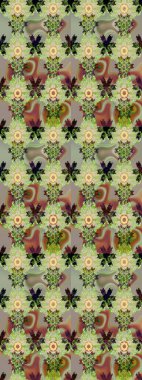 Tarafsız ve yeşil renklerde çiçekler. Çiçekli karalama şeklinde Raster çiçek deseni. Nazik, narin çiçek arkaplanı.