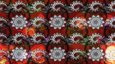 Parlak renkli çiçekleri ve gri ve kırmızı renkte yaprakları olan harika bir çiçek deseni. Modern çiçek arkaplanı. Moda baskıları için zarif bir şablon. Halk stili.